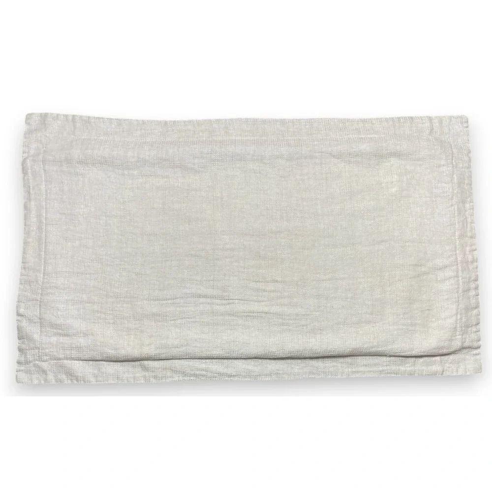 2 Pottery Barn Belgian Flax Linen Waffle Weave King Shams Beige